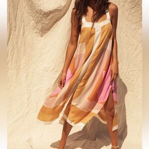 O'Neill Miranda White Multi Geometric Print Midi Dress